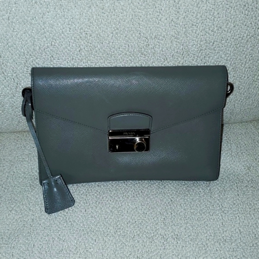 Prada Leather Clutch with Lock & Key